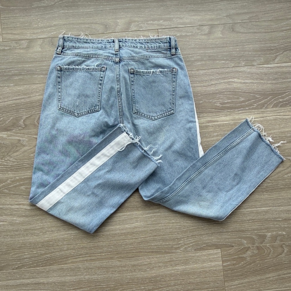 Light Blue Women’s Jeans with White Side Stripe - Picture 4 of 4
